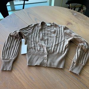 Aritzia, Wilfred, plunge front cardigan, Size L, Grey Toupe/Brown, With tags
